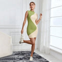 Lumina Wear Aurora Moonlight mini bodycon dress in apricot, form-fitting with a sleek, stylish design for elegant evening wear.