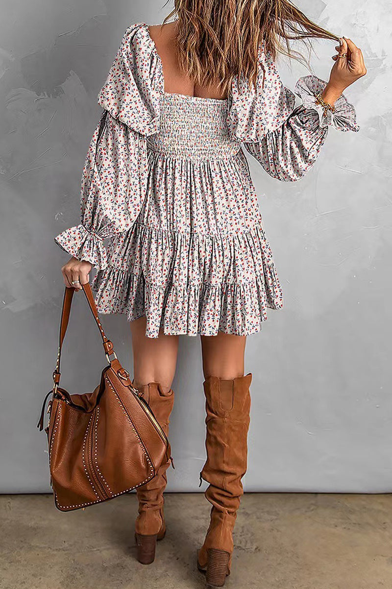 Avalyn off-shoulder mini dress by Lumina Wear in apricot color, featuring a stylish, fitted silhouette and elegant design.