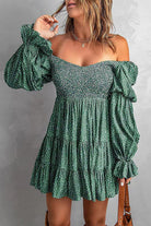 Apricot off-shoulder mini dress by Lumina Vancouver featuring a fitted silhouette and stylish design.