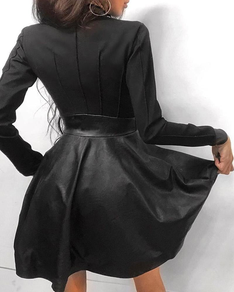 Black faux leather mini dress named Astrid by Lumina Vancouver, featuring a fitted silhouette and stylish design.