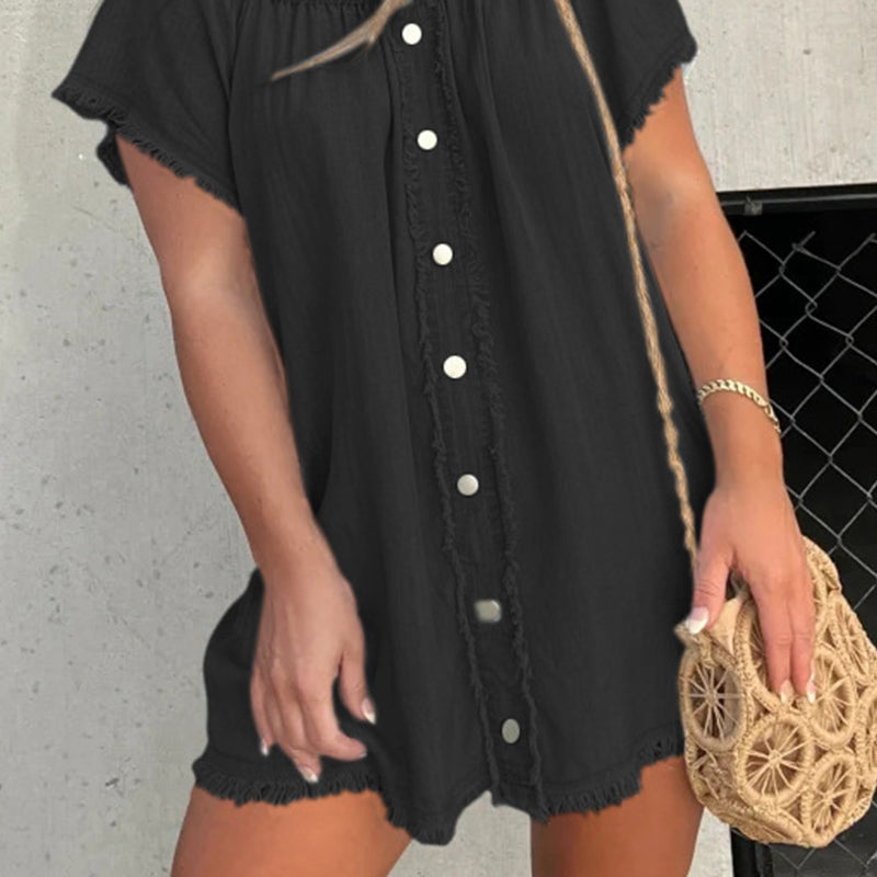 black off the shoulder denim dress Buxom Couture Plus Size Off Shoulder Denim Mini Dress