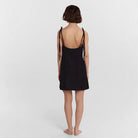 Black Lumina Vancouver Carys satin slip dress, mini dress with sleek satin fabric and delicate straps, perfect for elegant occasions.