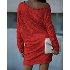 Black Lumina Vancouver Olwen sequin mini dress with round neckline, stylish and sparkling for elegant occasions.