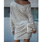Black Lumina Vancouver Olwen sequin mini dress with round neckline, stylish and sparkling for evening wear.