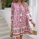 Blue Isabella Celeste Moonlight boho mini dress by Lumina Wear, flowing fabric and intricate details perfect for casual or boho style.