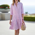 Astraea | Striped Button-Up Dress - Lumina - Lumina Vancouver