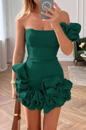 Green Aurelia one-shoulder mini dress by Lumina Wear, featuring a sleek, fitted silhouette and stylish design.