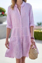 Green Hyacinth shirt dress by Lumina Vancouver, mini length with button-down front and roll-up sleeves, XS size.