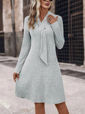 Grey Luna Valentina Nova knit mini dress by Lumina Wear, featuring a stylish, fitted design perfect for casual or dressy occasions.