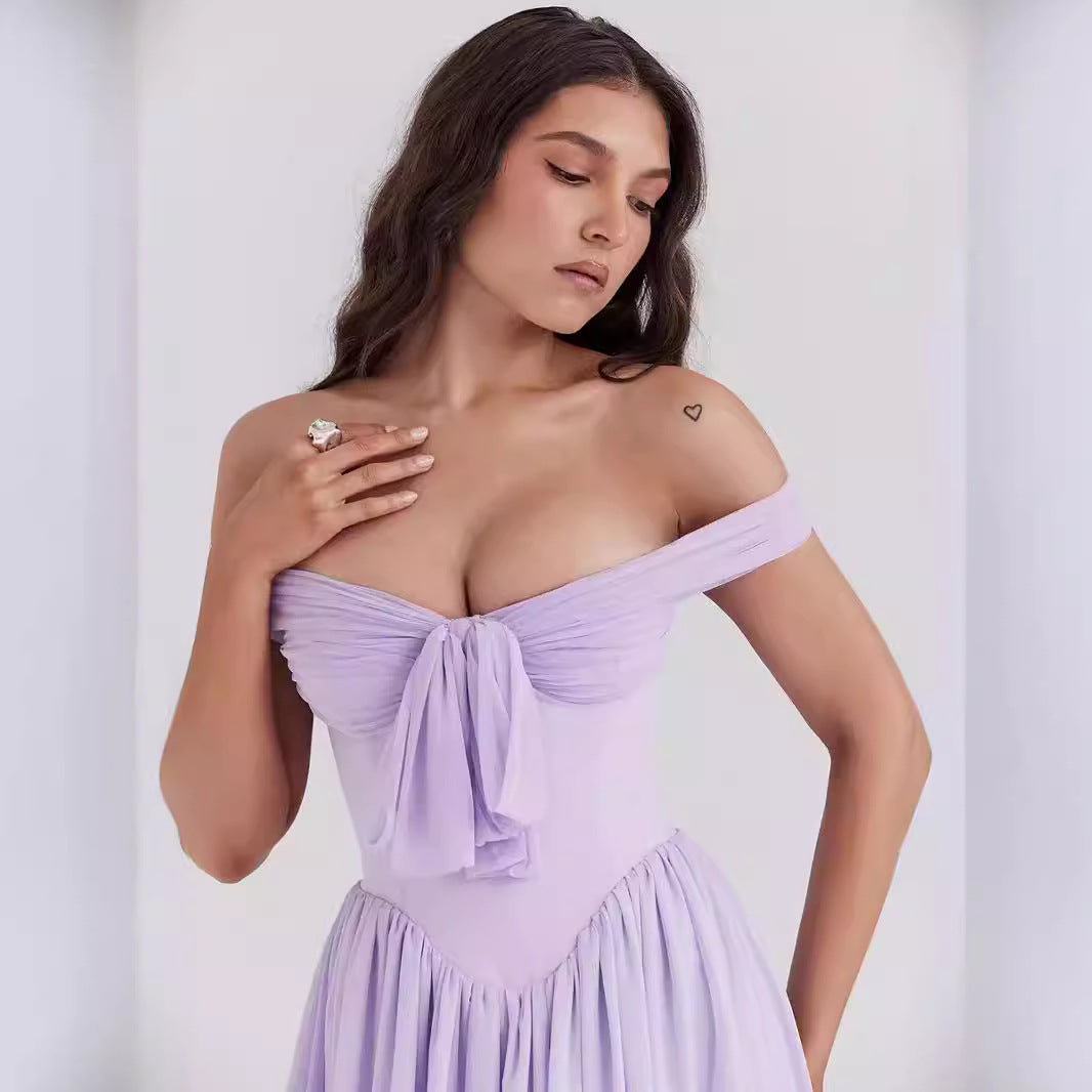 Aria | Off Shoulder Mini Dress Bow Front - Lumina - Lumina Vancouver