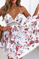 Lumina Vancouver Vuokko Dawn Legacy mini dress in nude with celestial print, showcasing a stylish and elegant mini dress design.