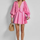 Astra | Mini Dress Cotton V-Neck Gingham - Lumina - Lumina Vancouver