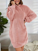 Pink Lumina Wear Yolanda hoodie mini dress with a casual fit, featuring a hood and relaxed style perfect for everyday wear.