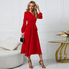 Nova | Long-Sleeved V-Neck Pleated Dress - Lumina Vancouver - Lumina Vancouver