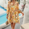 Purple Lumina Wear Nova short dress with rayon floral print, mini length, featuring a stylish and comfortable design.