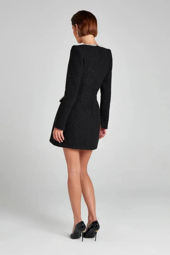 Nova | Tweed Mini Dress Pearl Trim - Lumina - Lumina Vancouver