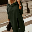 Red StellarNovaBloom sweatshirt dress by Lumina Wear, mini dress style with a cozy, casual fit and bold design details.