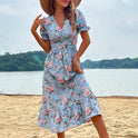 Lumina Wear Astra floral print midi dress, lightweight mini dress with vibrant floral pattern, perfect for casual or semi-formal wear.