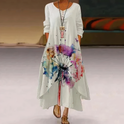 Aurelia casual long sleeve mini dress by Lumina Wear featuring watercolor-inspired print and flowing fabric.