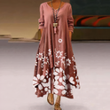 Aurelia casual long sleeve mini dress by Lumina Wear featuring watercolor-inspired print and relaxed fit on a model.