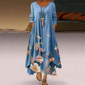 Aurelia Lumina casual long sleeve mini dress with watercolor print, showcasing soft fabric and relaxed fit.