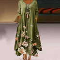 Lumina Wear Aurelia casual long sleeve mini dress with watercolor print, featuring a relaxed fit and stylish design.