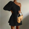 Lumina Wear Godeliève one-shoulder white mini dress with elegant silhouette, perfect for stylish occasions.