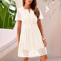 White Lumina Wear Elara A-Line Mini Dress with midi length, stylish and elegant for casual or dressy occasions.