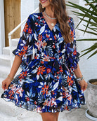 Lumina Vancouver women's white floral V-neck mini dress, lightweight and stylish for casual or summer wear.