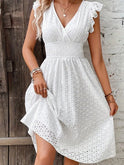 Lumina Wear IsabellaRose A-Line Midi Dress in white, showcasing a stylish mini dress with a flattering silhouette and elegant design.