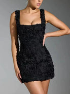 White Lumina Vancouver Honoria mini dress with 3D floral textured fabric, stylish and fitted for a trendy look.