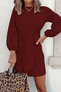 White Lumina Wear Nova women's mini dress with long sleeves, stylish and fitted for a trendy look.