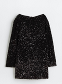 White Lumina Wear Lise sequin mini dress with long sleeves, fitted style, and elegant design, perfect for evening events.