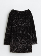 White Lumina Vancouver Lise sequin mini dress with long sleeves, featuring a fitted silhouette and sparkling embellishments.