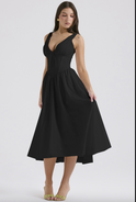 Yellow Lumina Wear Nova sleeveless V-neck mini evening dress with floral pattern, displayed on a mannequin.