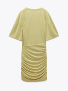 Yellow Lumina Vancouver Fiadh bodycon mini dress with short sleeves, fitted silhouette, and stylish design.