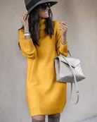 Women’s Mini Dress – Knit Fabric – Turtleneck – Ribbed Trim – Relaxed Slim Fit by Lumina Vancouver