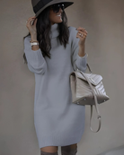 Women’s Mini Dress – Knit Fabric – Turtleneck – Ribbed Trim – Relaxed Slim Fit by Lumina Vancouver