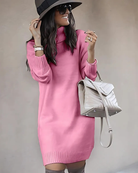 Women’s Mini Dress – Knit Fabric – Turtleneck – Ribbed Trim – Relaxed Slim Fit by Lumina Vancouver