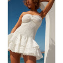 Yellow Seraphina strapless mini dress by Lumina Wear, featuring a fitted silhouette and stylish design for a chic look.