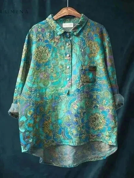 Multicolor Serenity Hippie Art T-shirt by Lumina Vancouver featuring vibrant, bohemian-inspired design on soft fabric.