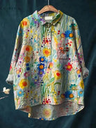 Multicolor Serenity Hippie Art T-shirt by Lumina Vancouver featuring vibrant, bohemian-inspired design on soft fabric.