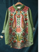 Multicolor Serenity Hippie Art T-shirt by Lumina Vancouver featuring vibrant, bohemian-inspired design on soft cotton fabric.