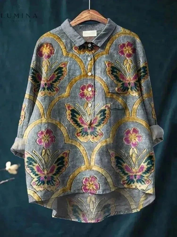 Multicolor Serenity Hippie Art T-shirt by Lumina Vancouver featuring vibrant, artistic design on soft fabric.