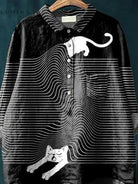 Multicolor Cleo Cat Art T-shirt by Lumina Vancouver featuring vibrant feline illustration on soft cotton fabric.