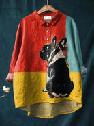 Multicolor Oda dog artwork T-shirt by Lumina Vancouver featuring a vibrant, artistic dog design in a casual tee style.