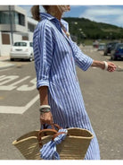 Colen - Classic Stripped Lace Shirt Dress - Lumina Vancouver