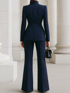 Luna | Navy Blazer Wide Leg Trousers Set - Lumina - Lumina Vancouver