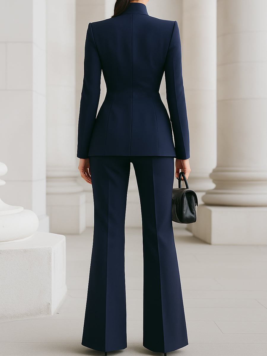 Luna | Navy Blazer Wide Leg Trousers Set - Lumina - Lumina Vancouver