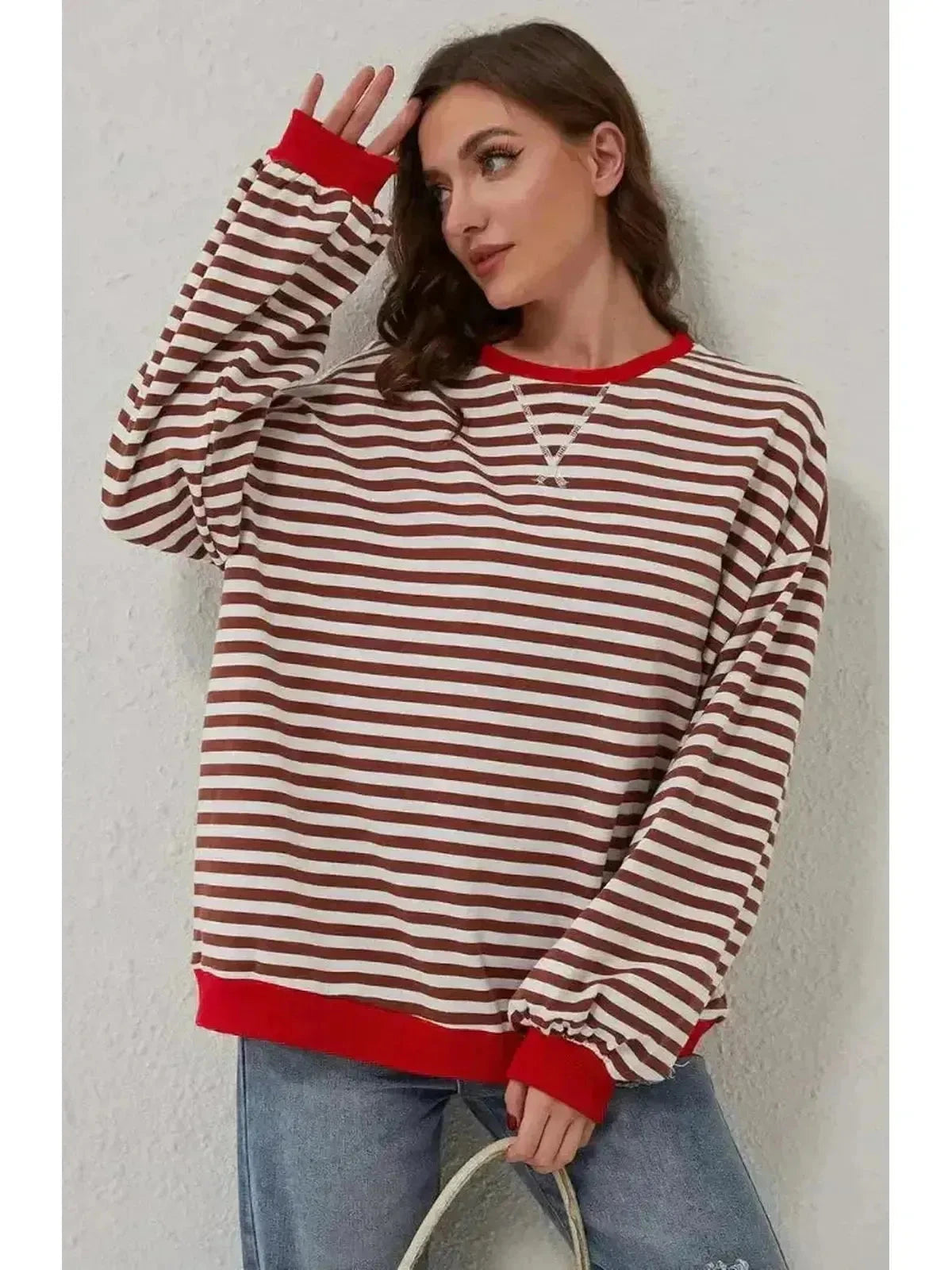Sky blue oversized fall sweater from Lumina Wear, featuring a cozy, relaxed fit and soft knit fabric perfect for cooler weather.